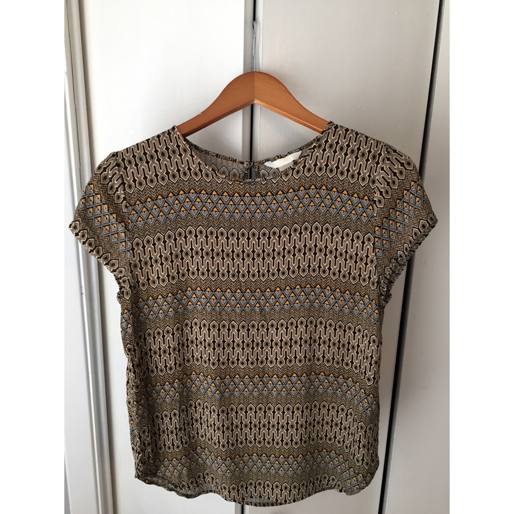 H&M Printed Short Sleeve Blouse